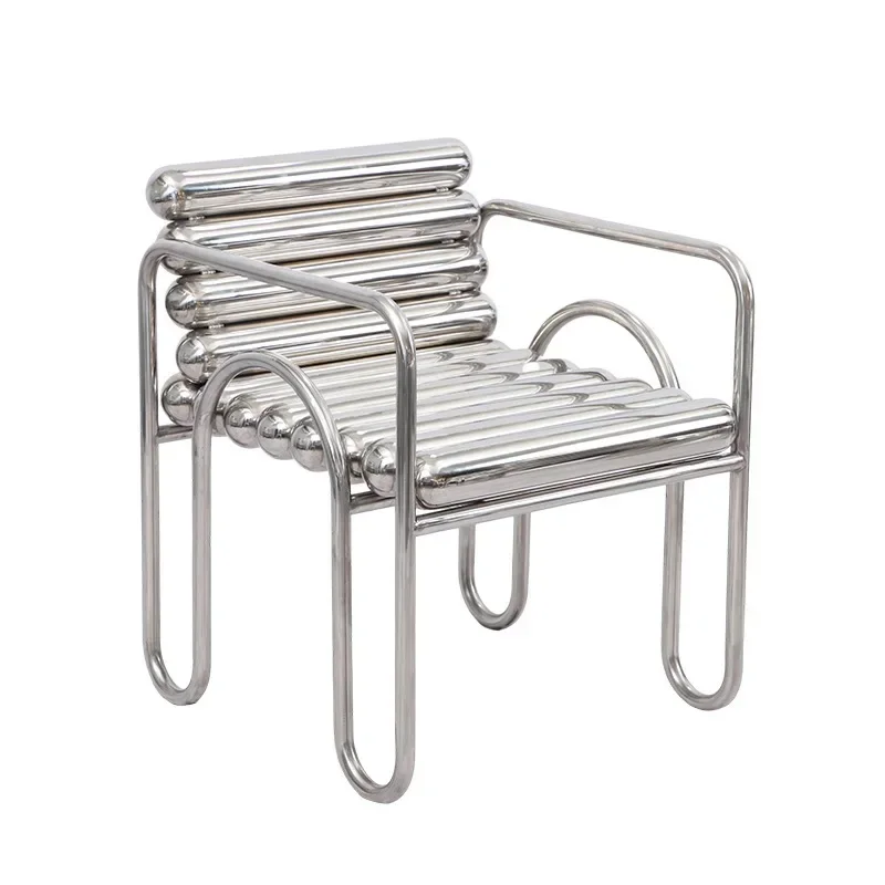 Internet celebrity stainless steel chair, stool, minimalist creative glass coffee table