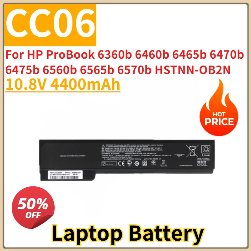

New Replacement Laptop Battery 10.8V 4400mAh CC06 for HP ProBook 6360b 6460b 6465b 6470b 6475b 6560b 6565b 6570b HSTNN-OB2N