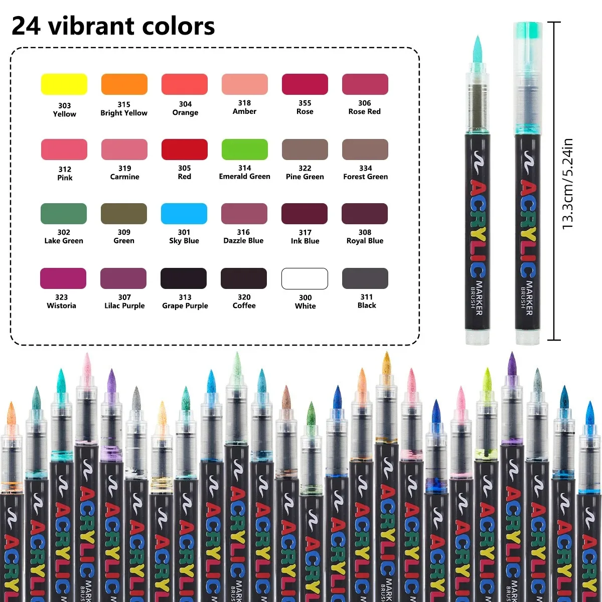 12-366 kleuren acrylmarker set waterdichte acryl penseelmarker professionele acrylverfmarker doe-het-zelf kunstbenodigdheden