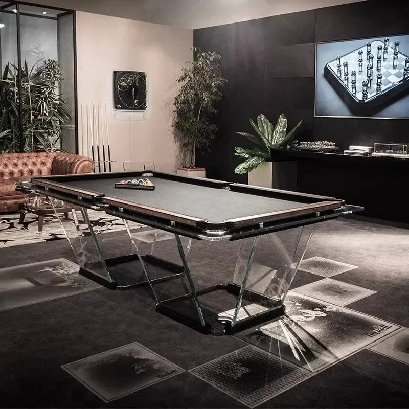 Black eight pool table acrylic American household transparent tempered glass table family Chinese standard