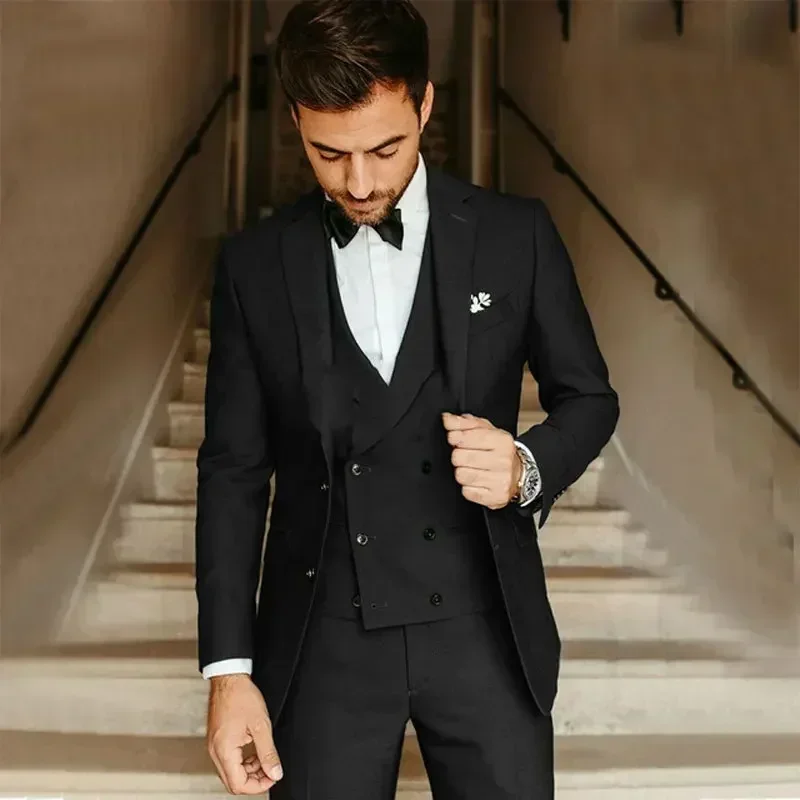 

H213 Simple groom and groomsmen tuxedo party suit slim fit business casual jacket three-piece suit