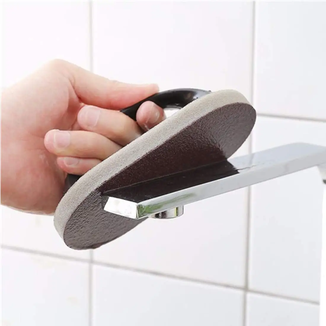 Sponge Brush Eraser Cleaner Rust Cleaning Tool Kitchen Tool Sink Pot Bowl Scrubber Handle Grip (Black)