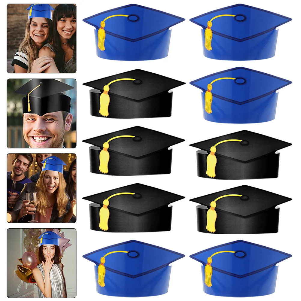 

10 Pcs Doctor Paper Hat Kids Graduation Caps Ceremony Hats Tassel Party Supplies