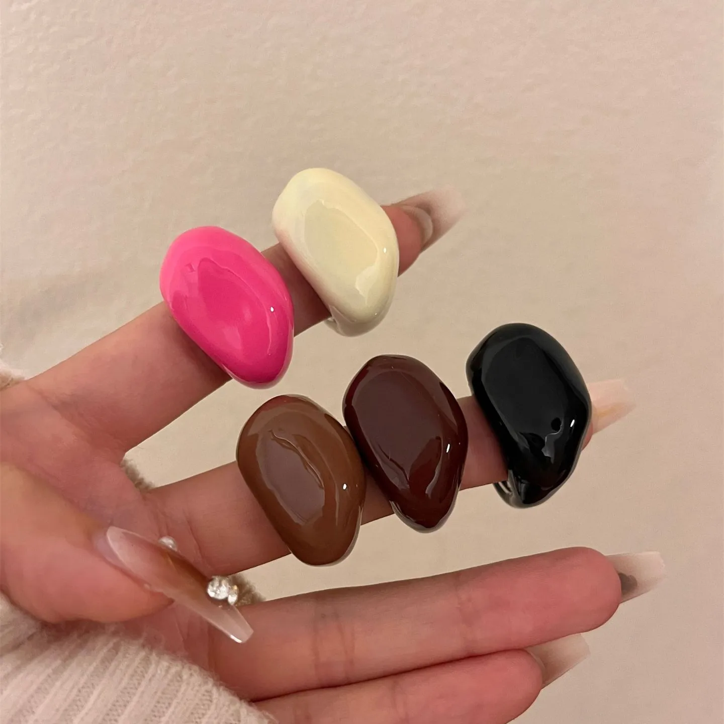 

Colorful Irregular Metal Enamel Dripping Oil Chunky Ring for Women Girls Exaggerated Trendy Finger Jewelry Cute Gifts