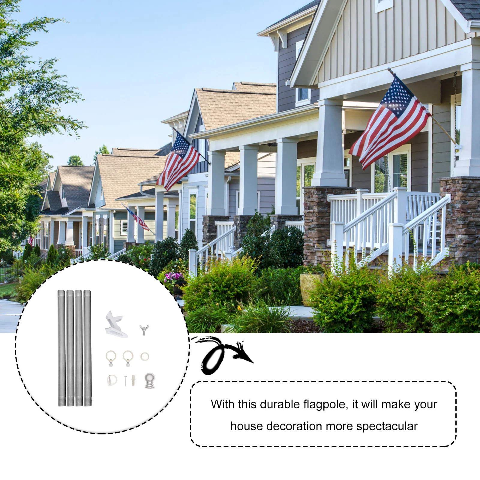 

1 set Gold Plated Flagpole Kit Outdoor Rotating Flag Pole For Garden House Decoration Rustproof Metal Flagpole Holder With