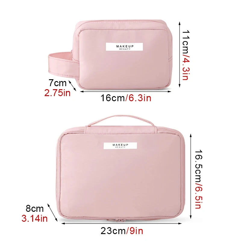 حقيبة سفر محمولة ذات سعة كبيرة، حقيبة مكياج مقاومة للماء، منظم تخزين مستحضرات التجميل، حقيبة غسيل تجميل