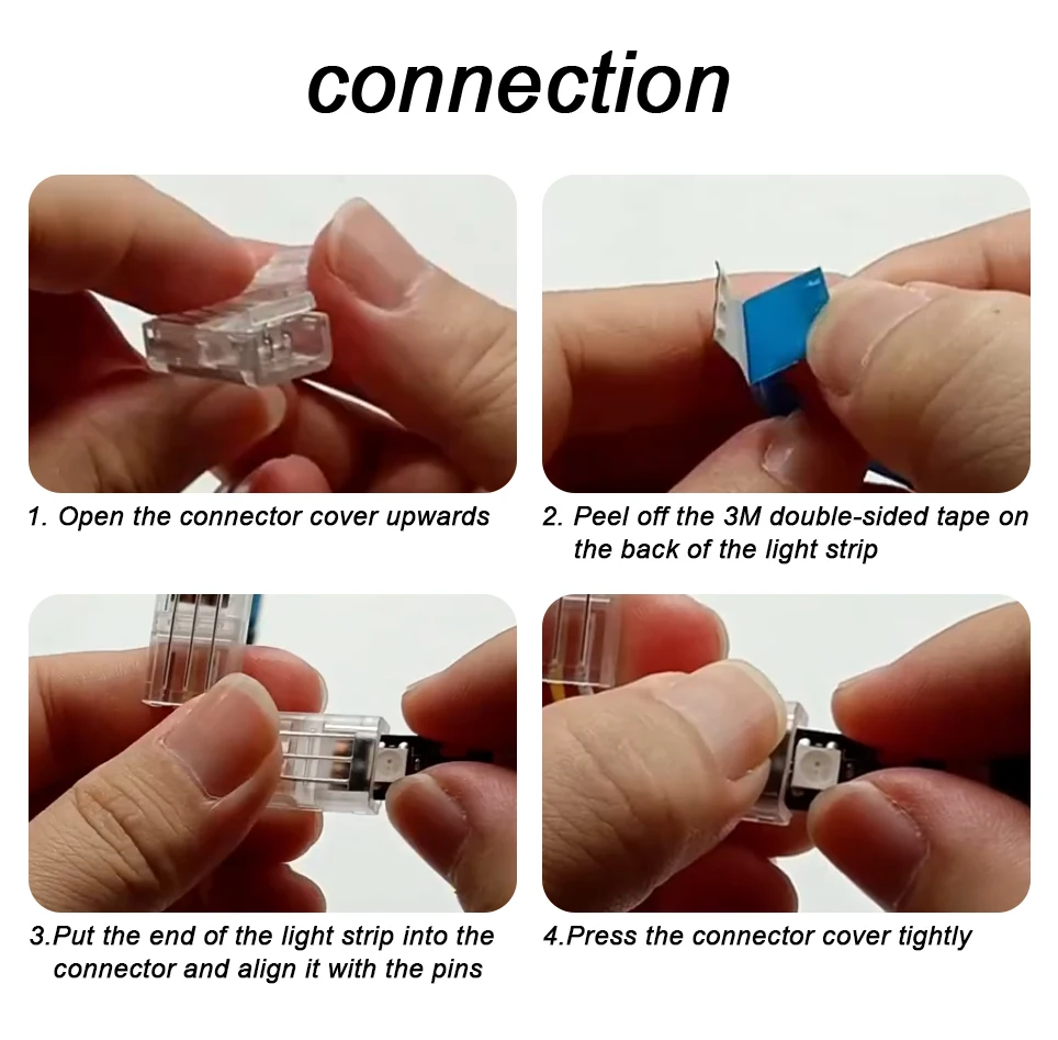 L-shaped 2/3/4/5/6Pin Welding-free Transparent LED Light Strip Buckle Board Corner Connector For 8/10/12mm RGB RGBW Light Strip