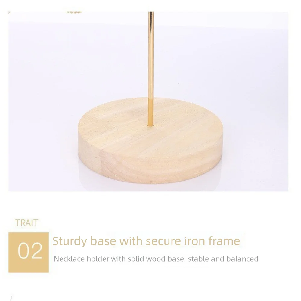 

T-shaped Necklace Storage Rack with Wood Base Space Saving Jewelry Organizers Stand Multipurpose Bracelet Holder