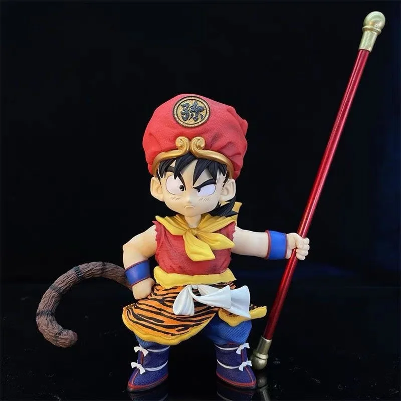 25cm Anime Dragon Ball Figure GK Son Goku Tiger Skin Figures Westbound Goku Action Figurine Stick Statue Pvc Ornament Toys Gifts