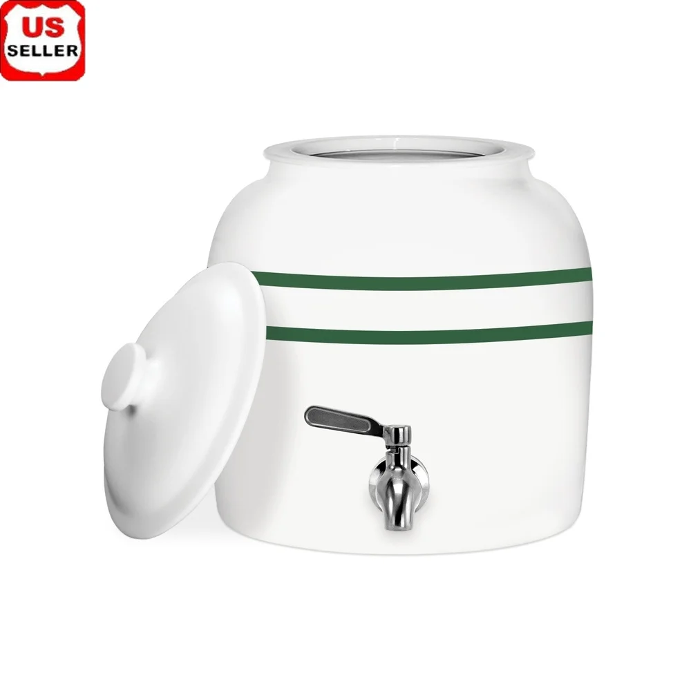 

Porcelain Ceramic Water Dispenser with 5 Gallon Capacity Stainless Steel Faucet Lid Leak Proof BPA Free Home Hydration