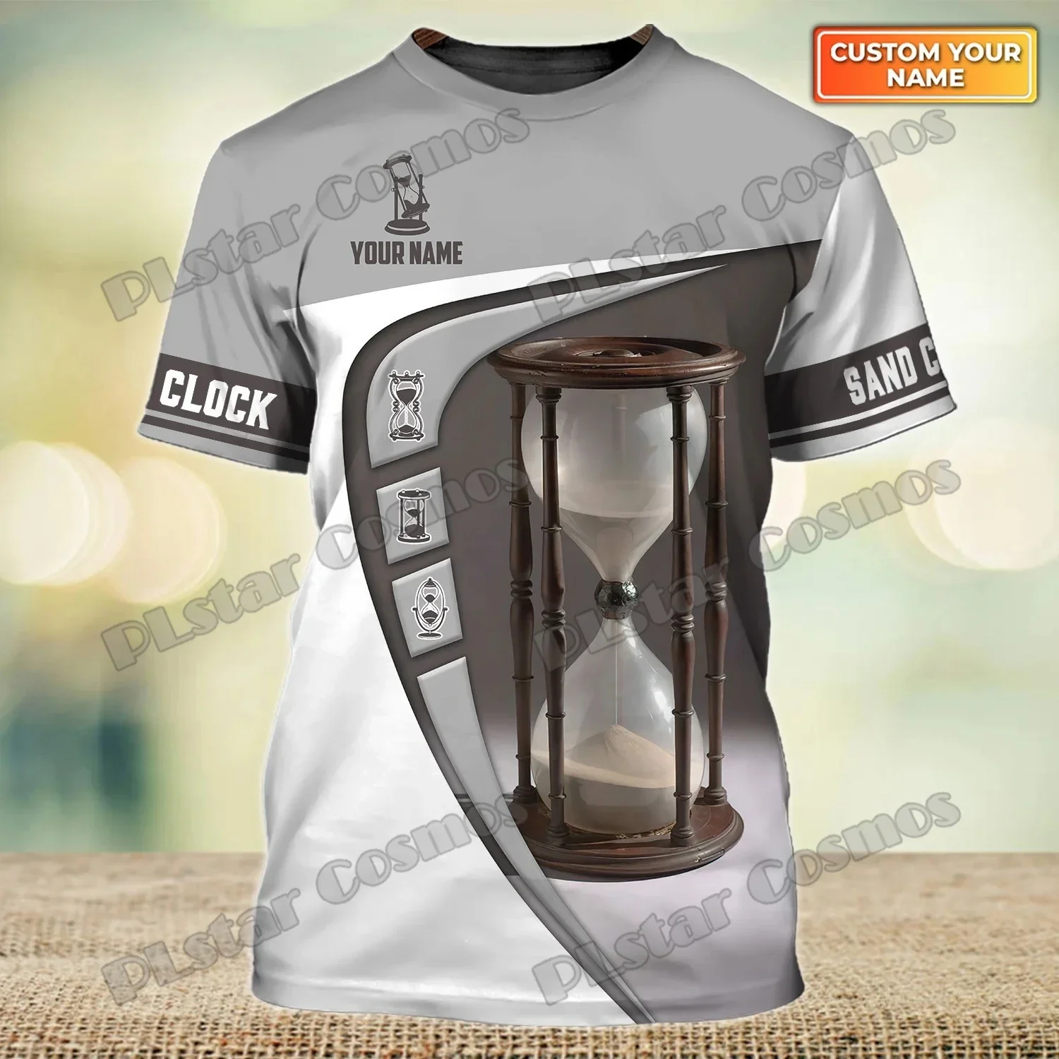 PLstar Cosmos Sand Clock Pattern Custom Name 3D Printed Fashion Men's T-Shirt Summer Street Unisex Casual t shirt TD53