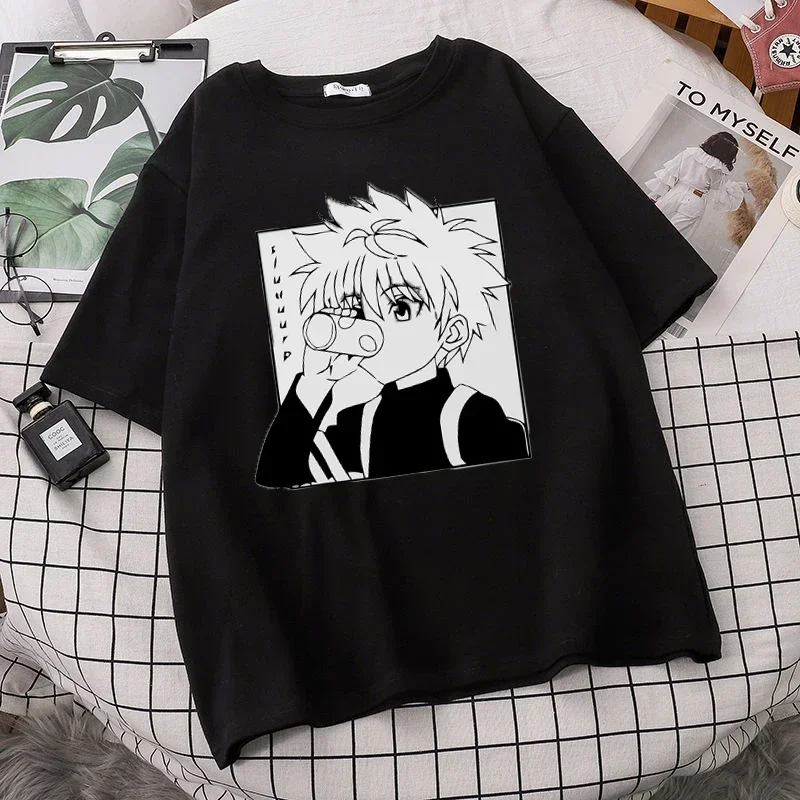 Ladies Killua and Gon Print Short Sleeve T-Shirt Oversized Japanese Anime Hunter X Hunter Shirt New Clothes