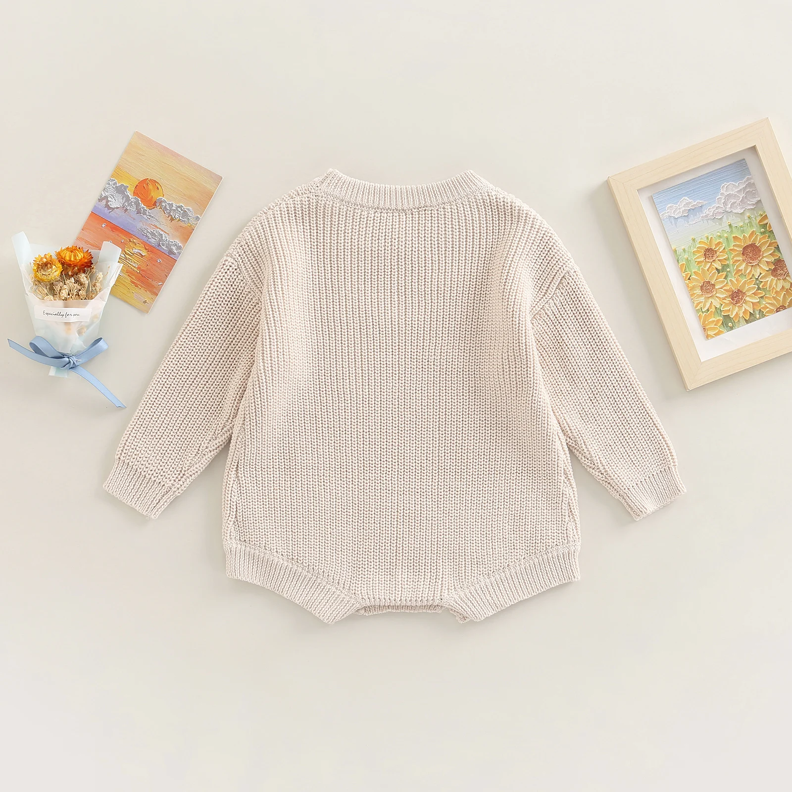 Toddler Baby Sweater Boy Girl Winter Clothes Knit Oversize Romper Warm Crewneck Long Sleeve Top