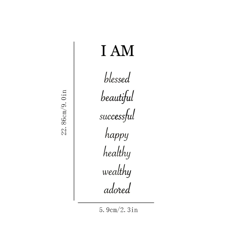 I Am Blessed, Beautiful, Successful, Happy, Healthy, Wealthy, Adored, Mirror Makeup Mirror Stickers, Car Sticker