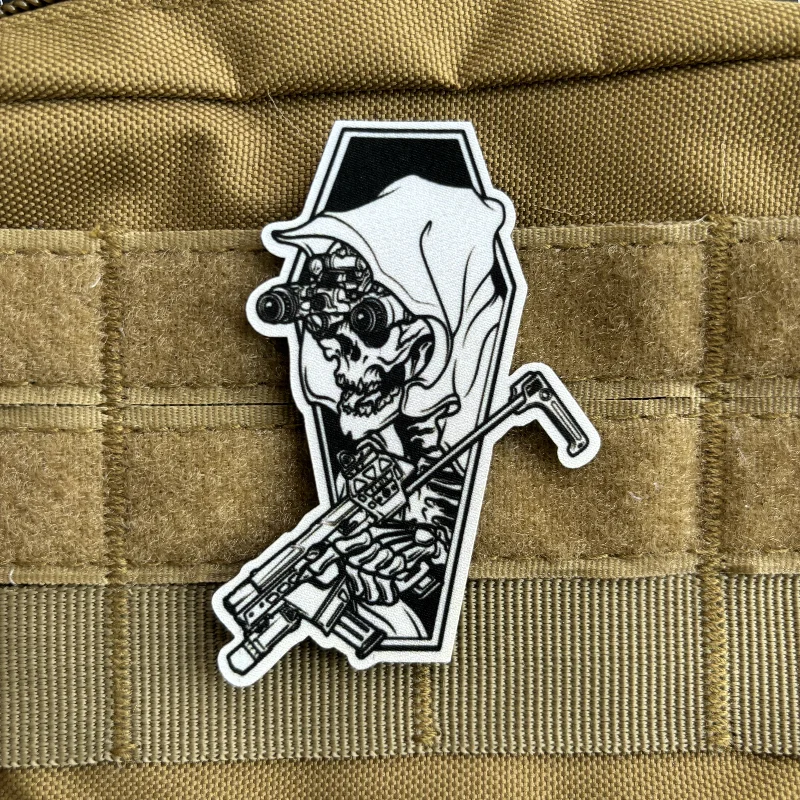 Army Skull Soldier Morale Badge Hook & Loop Death Gunner Tactical Patch Military Stormtrooper  Appliques Backpack Reaper Sticker