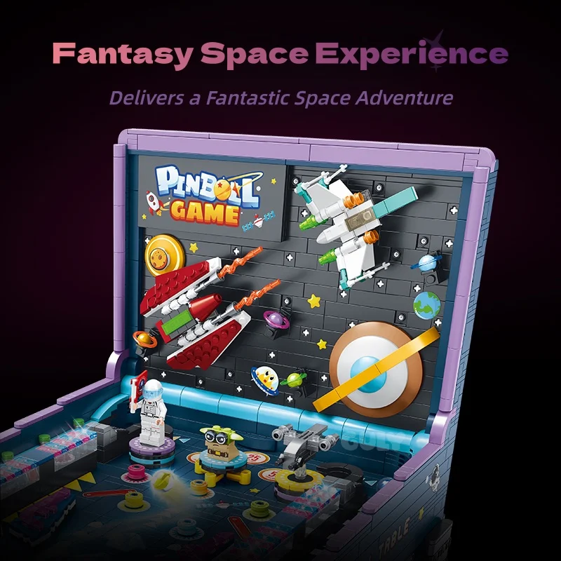 GULY Arcade Pinball Machine Building block set, 2309 PCS With LED Light Music, DIY Assembly Bricks Kit Birthday Gift for Adults