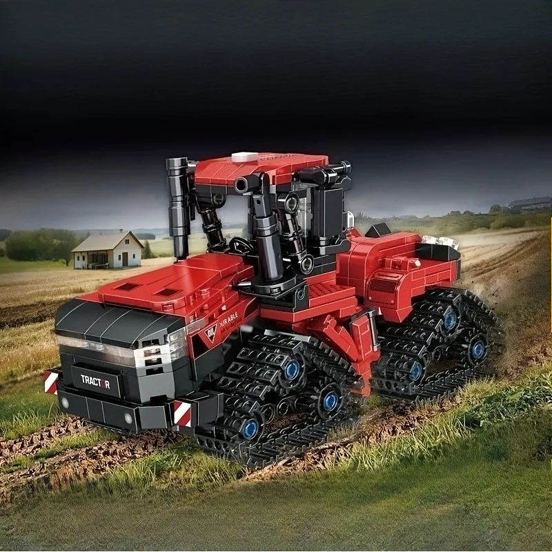 農業機械用の追跡型トラクターモデルの組み立てブロックセット、農業機械のDIY組み立て玩具、以下に適しています。