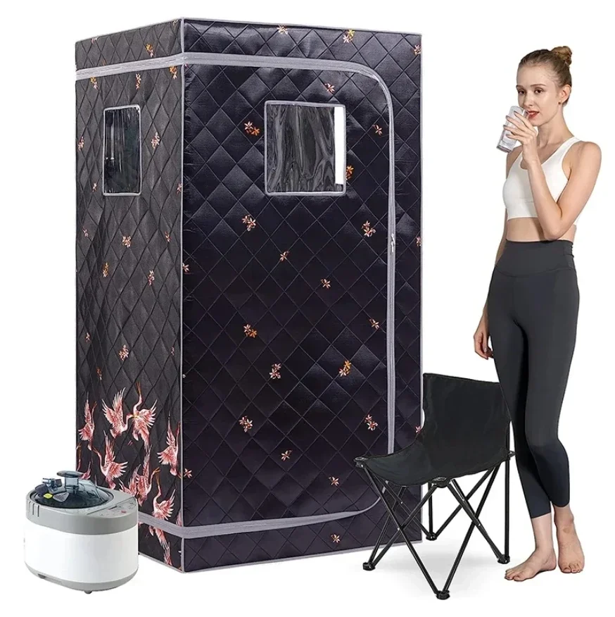 Portable Steam Sauna Full Dimension Personal Home Sauna With 4L Steam Generator And Remote Timer