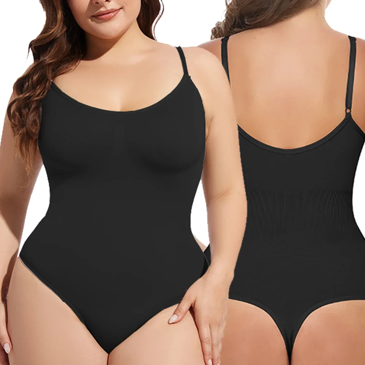 Plus Size Bodysuit Plump Woman Tummy Control Shapewear Bottoming Shirt Oversized Ladies Tight Jumpsuit for Obese Females