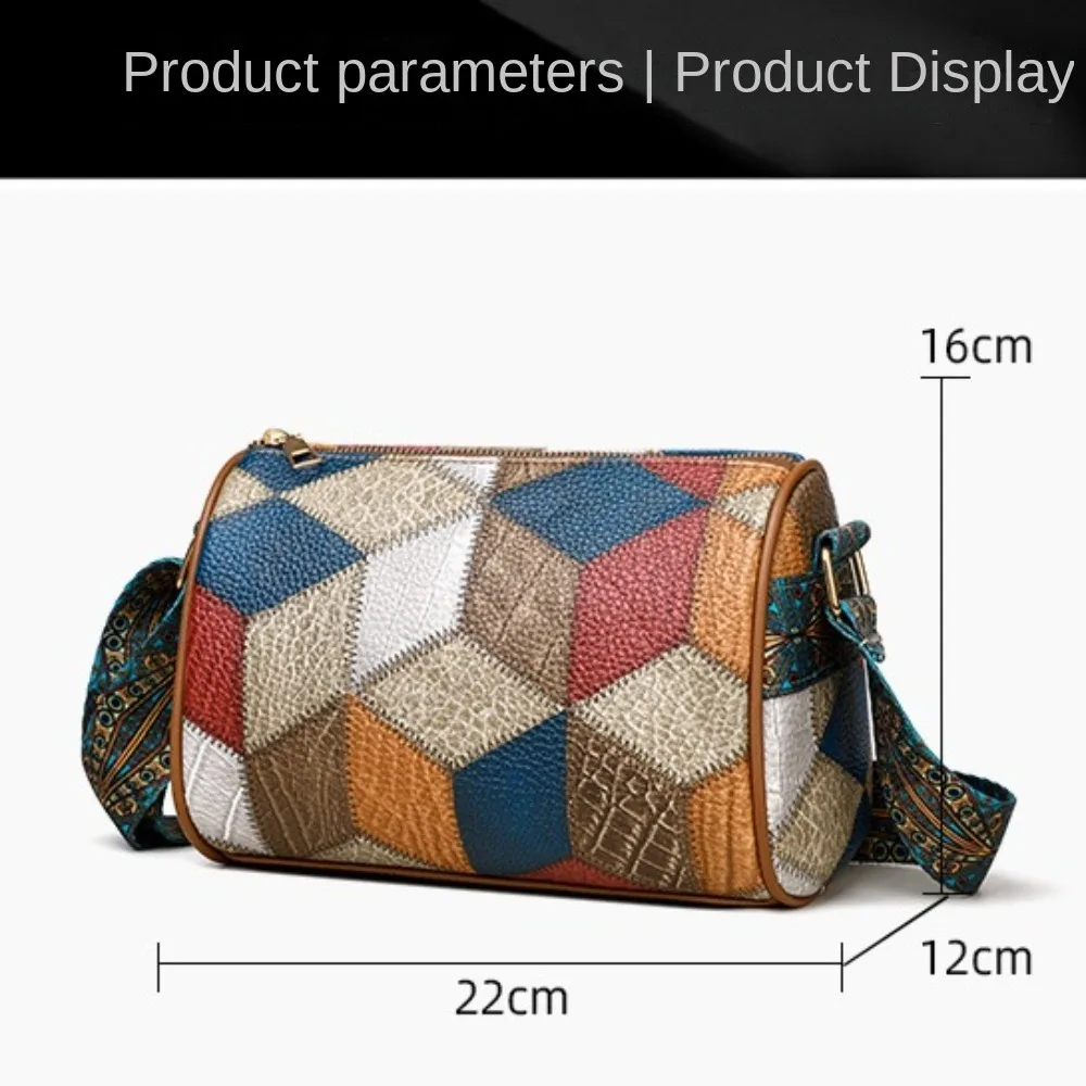 Women\'s Bag Shoulder Bag Cross-body Messenger Bohemian Style Splicing Contrast Design Multi Layer Pocket Large