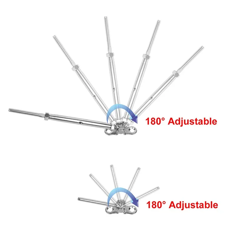 木製ポスト用ケーブルレールキット,180 ° 調整可能,t316ステンレス鋼,1/8インチ,4セット