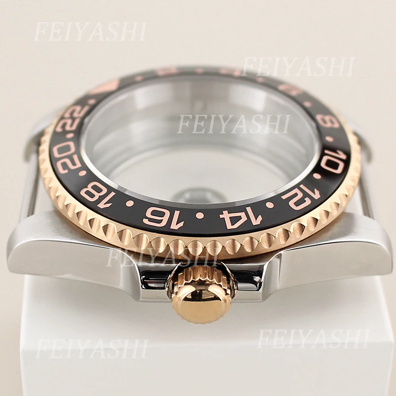 40mm Luxury Watch Case Root Beer two-tone Rose Gold For Seiko NH34 NH35 NH36/38 Miyota 8215 ETA 2824 Movement 28.5mm Dial Parts