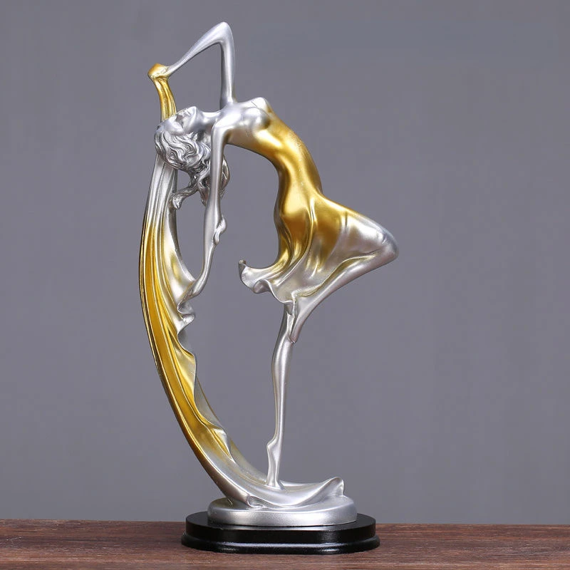 European Beautiful Dancing Girl Sculpture Decoration Resin Elegant Girl Craft Ornament Living Room Fashion Figure Sculpture