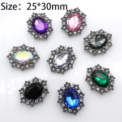 Brand New 10 Pieces/Lot 25x30mm Oval Alloy Acrylic DIY Handmade Bow Gift Box Wedding Decoration Craft Jewelry Accessories