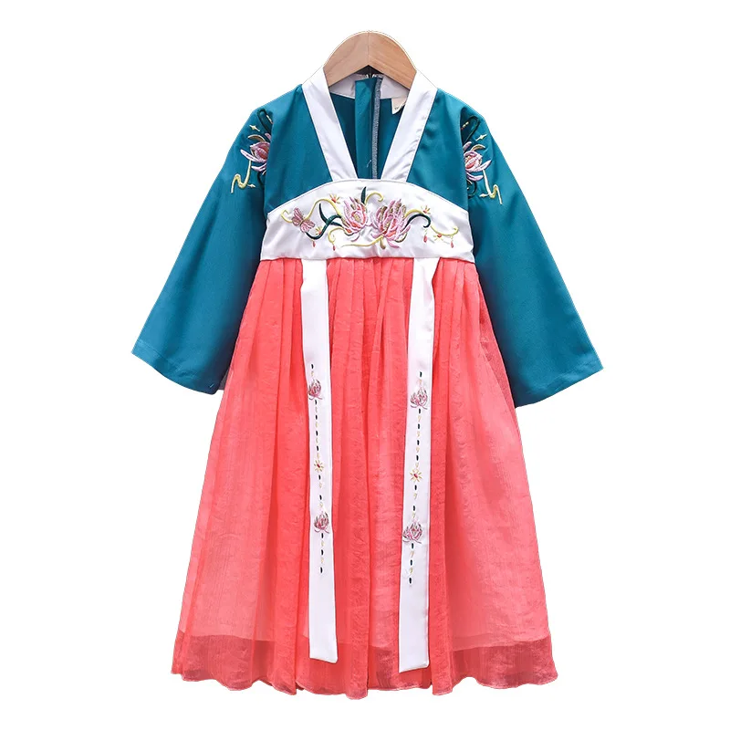 Autumn New Girl Ancient Embroidery Fairy Fluffy Hanfu Dress Chinese Style Traditional Skirt Party Evening Performance Vestido