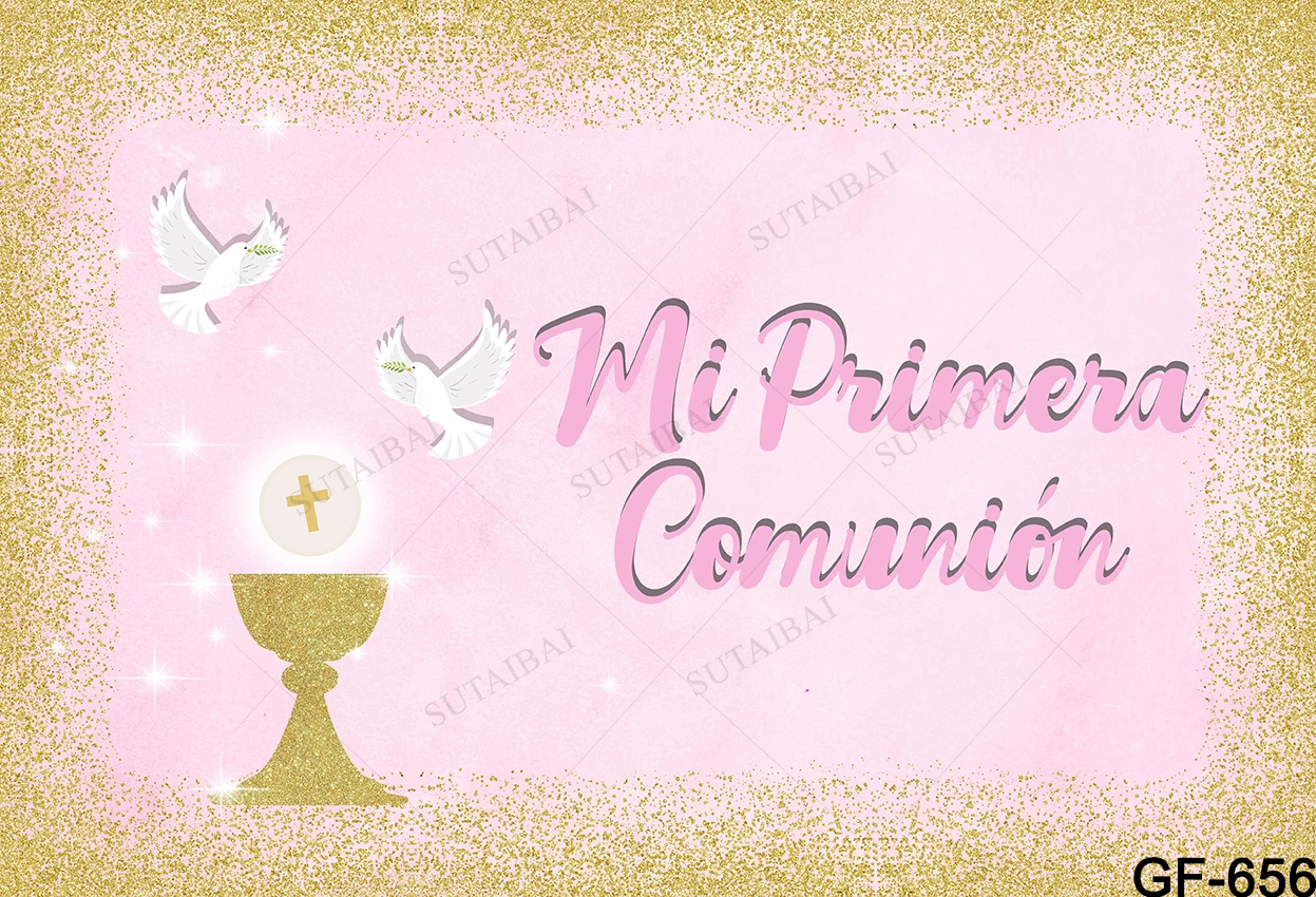My First Communion Decoration God Bless Background Girl Newborn Baby Baptism Communion Invitations Party Photo Studio Backdrops