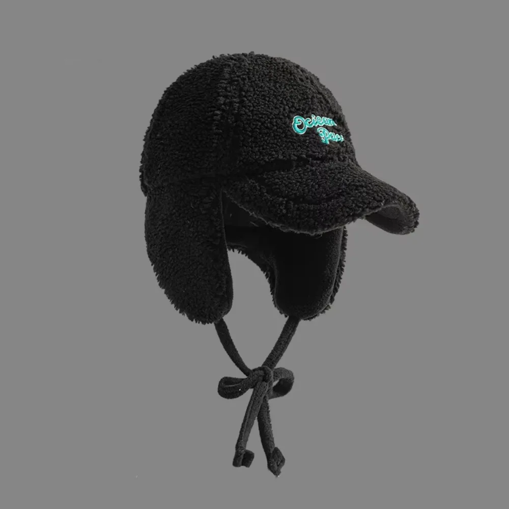 

Ear Protectors Warm Pilot Hat Thickened Earflaps Visor Winter Baseball Cap Bonnet Caps Windproof Lamb Wool Hat Outdoor Sports