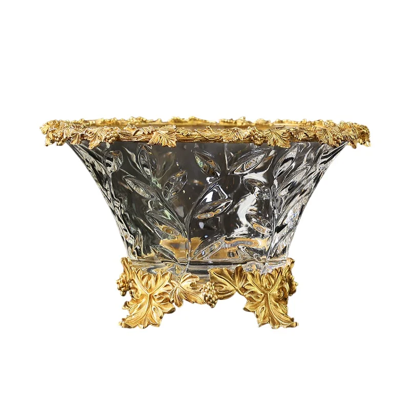 Top jewelry factory wholesale latest design luxury brass base fruit tray home decoration