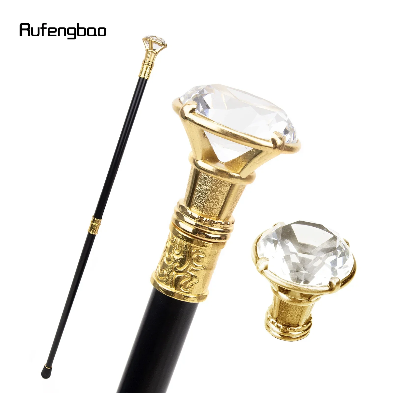 Golden Diamond Type Walking Cane Fashion Decorative Walking Stick Gentleman Elegant Cosplay Cane Knob Crosier 93cm