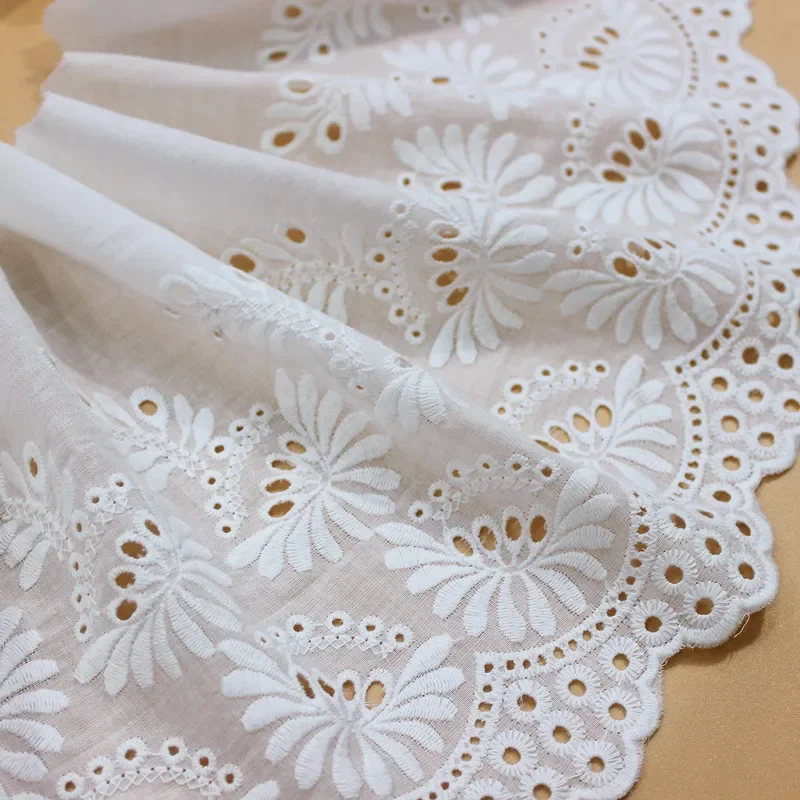 1/2/5 Yard Exquisite Off white Cotton Embroidery Lace Openwork Cotton Cloth DIY Clothing Accessories Curtains width 20cm