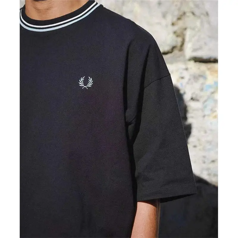 

Japanese Collaborative Edition FP St Embroidery Casual Loose Classic ort Sve Pique Cotton T-irt Breathable Youth Su...