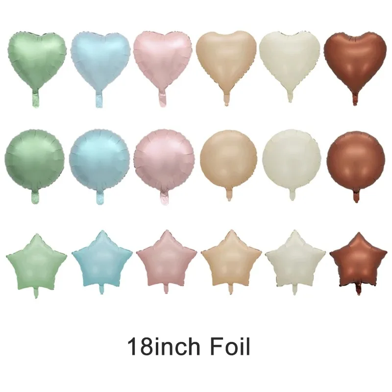 3pcs 18inch Heart Star Balloons Vintage Pink Beige Foil Balloons for Adult Kids Happy Birthday Wedding DIY Party Decor Supply