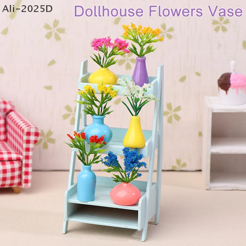 

1/12 Dollhouse Miniature Flowers Vase Plant Potted Model Dollhouse Home Decor Toy Micro Landscape Scenery Photo Props
