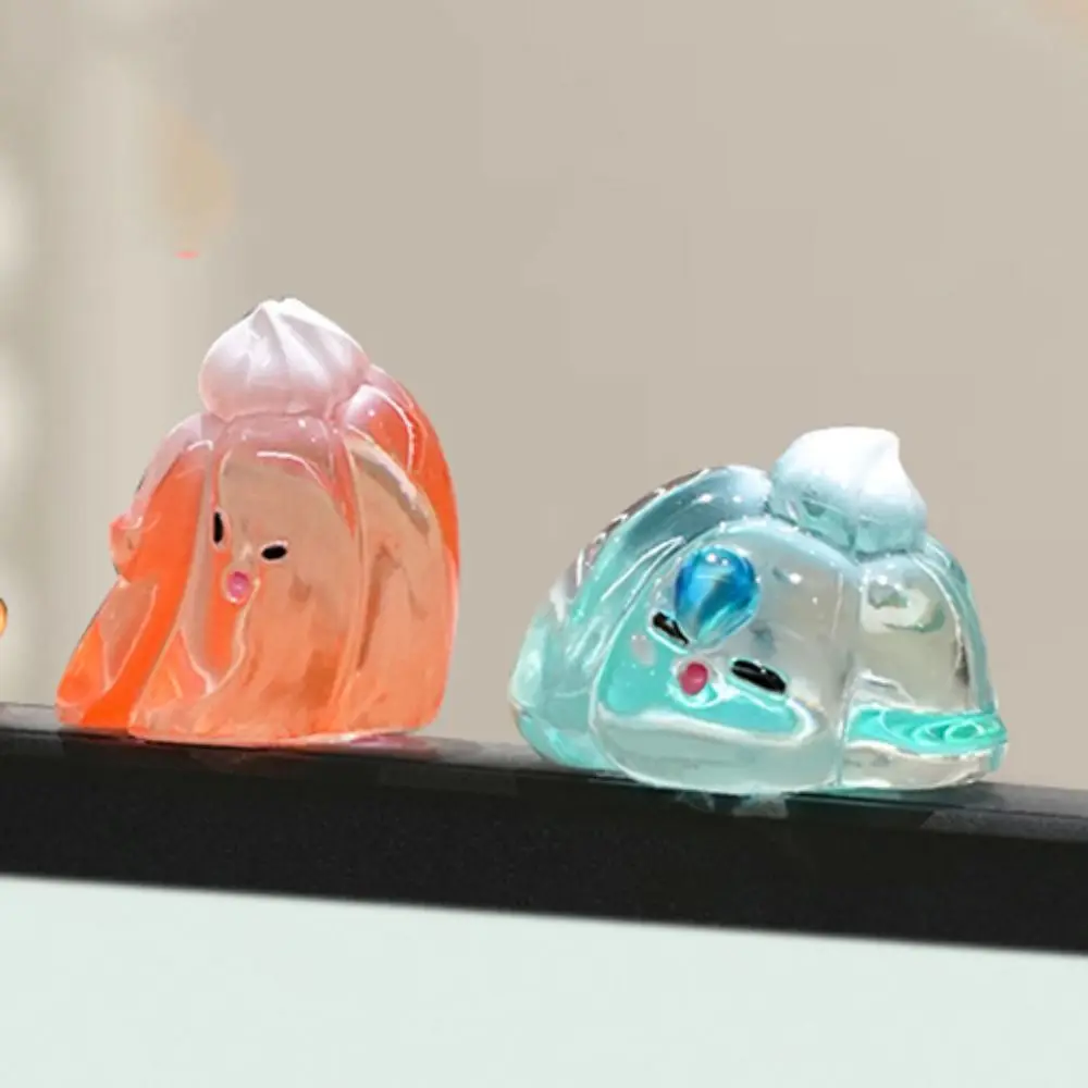 4pcs/set Desk Ornament Computer Monitor Decoration Orange pudding Computer Display Pudding Mood Figurine Cartoon