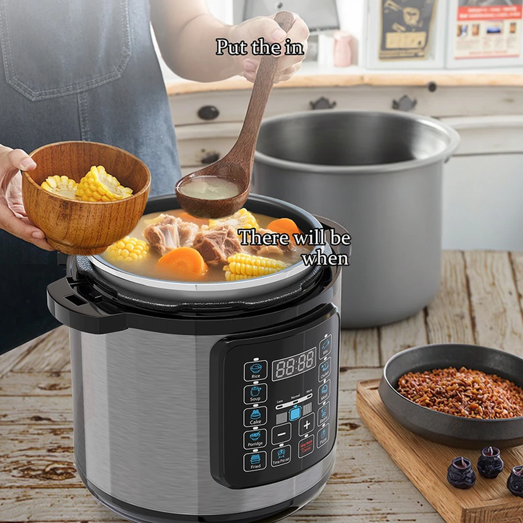 Olla a Presión Eléctrica Multifuncional de 6L, Olla Arrocera, Olla para Guisos y Sopas, Control por Microcomputadora, Olla de Cocina