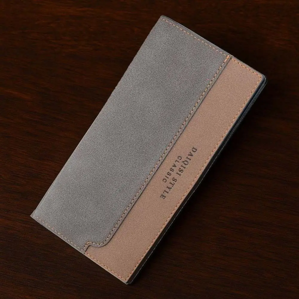 

Large Capacity Long Suit Wallet Anti-lost PVC Men Business Wallet Multiple Card Holder Classic Contrast Color PU Purse Gift