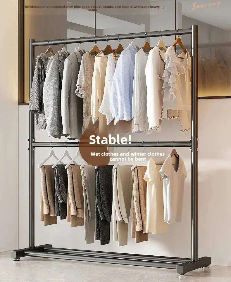 Clothes Rack for Living Room, Floor Standing Coat Hanger, Modern Closet Organizer, Multifunctional Shelves with Hook, Home