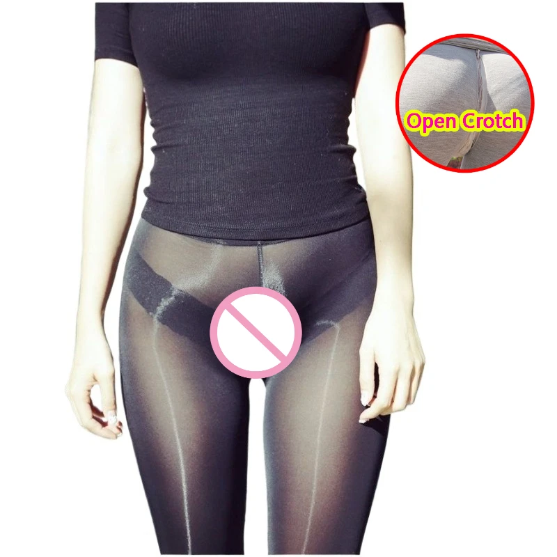 

Women's Sexy See Through Open Crotch Leggings Night Bar Stage Performance Hot Pants Girl Fashion Glossy Tights Erotic Lightwear