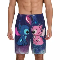 Custom Printed Men Lilo Stitch Cartoon Anime Manga Pajama Bottoms Sleepwear Pjs Sleep Shorts with Pockets