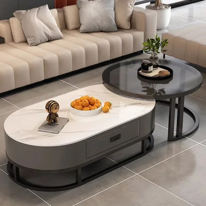 European Marble Coffee Table for Living Room Non-Slip Feet Reliable Performance Easy Installation Space Saving Durable Build