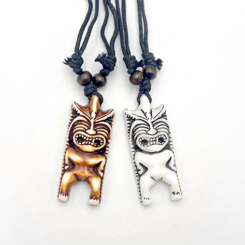 للجنسين تقليد العظام منحوتة تيكي الطوطم قلادة حزب التبعي هدية