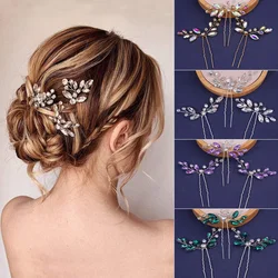 3Pcs Bride Wedding Crystal Hair Pins Flower Bridal Hair Pieces Wedding Hair Accessories for Women and Girls