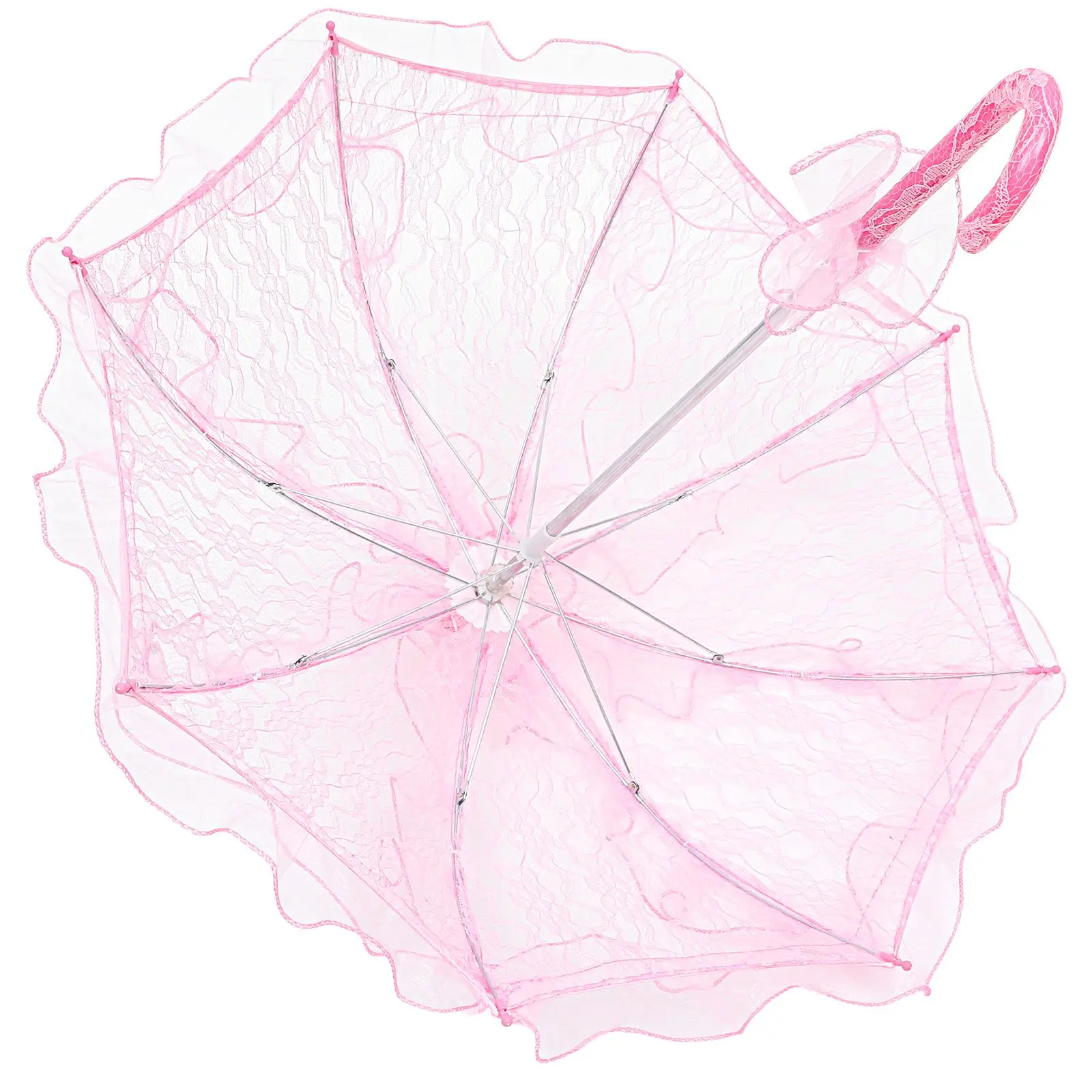 

Wedding Umbrella Bridal Parasol Pink Lace Cotton H made Embroidery Sunshade Decoration Photo Props Tea Parties