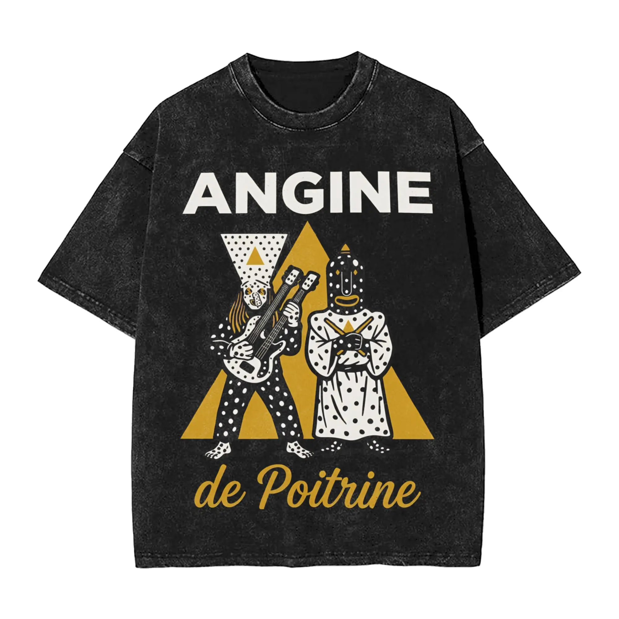 Angine De Poitrine Washed T Shirt Streetwear Hip Hop T-Shirts Polka Dot Tees Tops for Men Women Short Sleeve Oversize Graphic