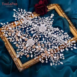 YouLaPan Bridal Alloy Flower Crown Headband For Women Wedding Hair Accessories Pageant Brides Tiara and Headdress HP456