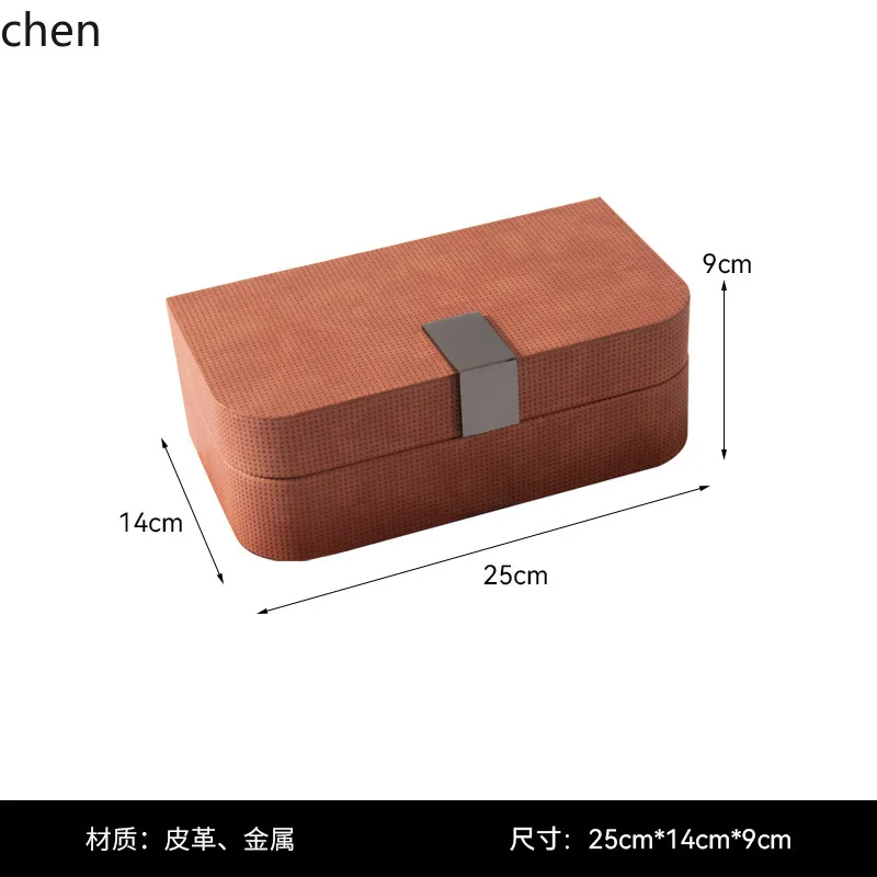 YFY Modern Minimalist Dressing Table Wooden Storage Box Soft Decoration Ornament Bedroom Leather Jewelry Storage Box